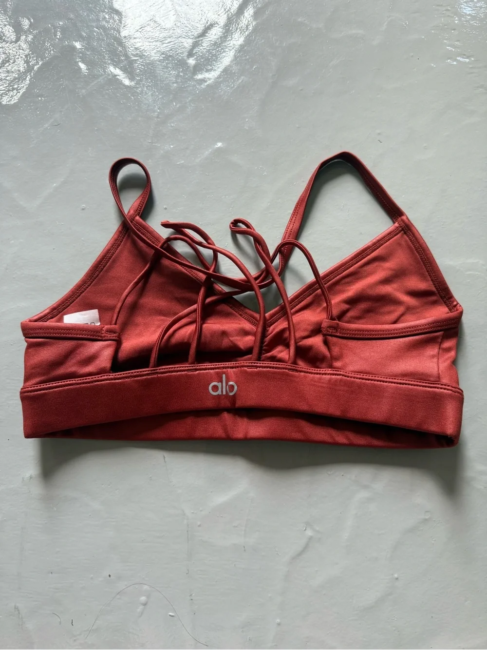 ALO Yoga Sunny Strappy Sports Bra in Brick Red